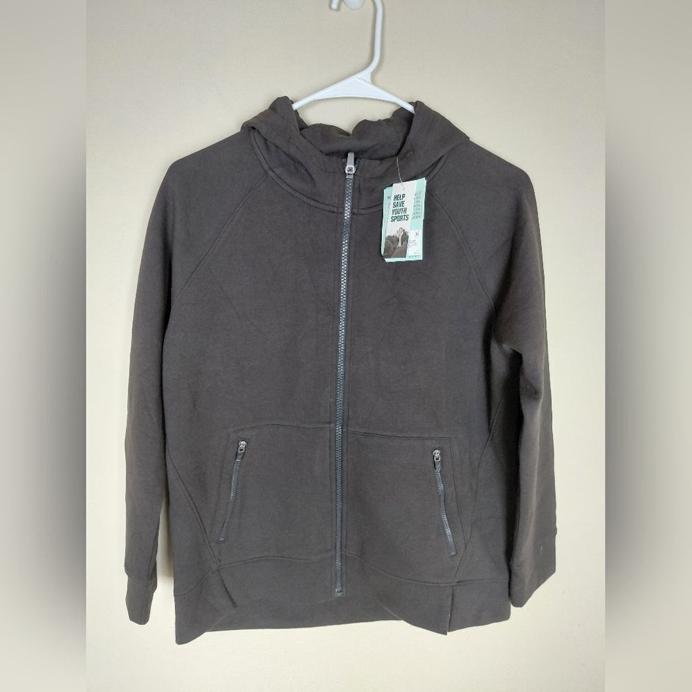 DSG Sport Fleece Full Zip Hoodie Girls Extra Large Black Zip Pockets Sweatshirt